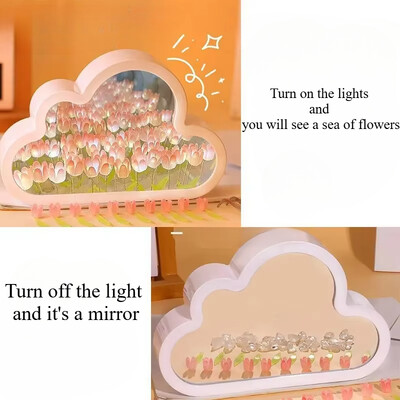 DIY Creative Tulip Flower Cloud Mirror Τρισδιάστατο Μικρό Νυχτερινό Φωτιστικό Πακέτο Δώρο Γενεθλίων