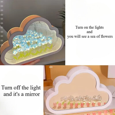 DIY Creative Tulip Flower Cloud Mirror Τρισδιάστατο Μικρό Νυχτερινό Φωτιστικό Πακέτο Δώρο Γενεθλίων