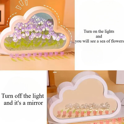 DIY Creative Tulip Flower Cloud Mirror Τρισδιάστατο Μικρό Νυχτερινό Φωτιστικό Πακέτο Δώρο Γενεθλίων