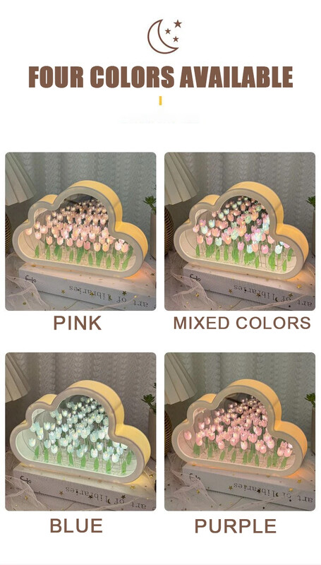 DIY Creative Lalele Floare Nor Oglindă Tridimensională Mic Noapte Material Material Pachet Pentru Bestie Prietena Cadou de Ziua lui