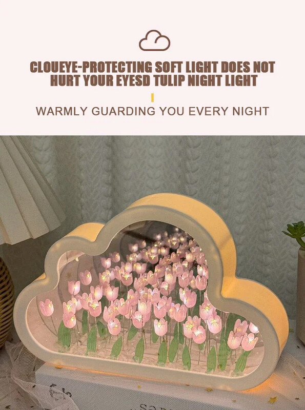 DIY Creative Lalele Floare Nor Oglindă Tridimensională Mic Noapte Material Material Pachet Pentru Bestie Prietena Cadou de Ziua lui