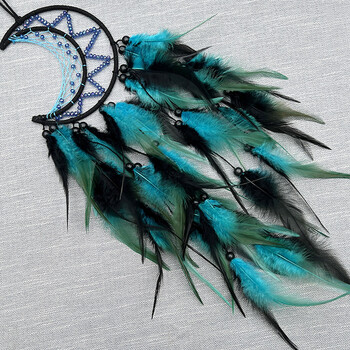 Indian Moon Dreamcatcher Wind Chimes Χειροποίητο στολίδι Κρεμαστό τοίχου με πούπουλα Δημιουργικό μενταγιόν αυτοκινήτου Δώρο γενεθλίων Διακόσμηση σπιτιού