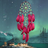 Dream Catcher Χειροποίητα υφαντά κόκκινα φτερά Wind Chimes Κρεμαστά στολίδια κρεβατοκάμαρας Διακοσμητικά τοίχου Δημιουργικά δώρα για φεστιβάλ γενεθλίων