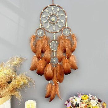 Dream Catcher Χειροποίητα υφαντά κόκκινα φτερά Wind Chimes Κρεμαστά στολίδια κρεβατοκάμαρας Διακοσμητικά τοίχου Δημιουργικά δώρα για φεστιβάλ γενεθλίων