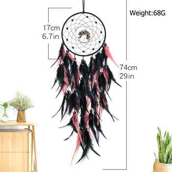 Gothic Dreamcatcher Πολύχρωμο φτερό Wind Chime Κρυστάλλινο Χειροποίητο Σαλόνι Υπνοδωμάτιο Κρεμαστό Στολίδια Κρεμαστό τοίχου Διακόσμηση σπιτιού