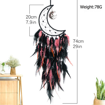 Gothic Dreamcatcher Πολύχρωμο φτερό Wind Chime Κρυστάλλινο Χειροποίητο Σαλόνι Υπνοδωμάτιο Κρεμαστό Στολίδια Κρεμαστό τοίχου Διακόσμηση σπιτιού