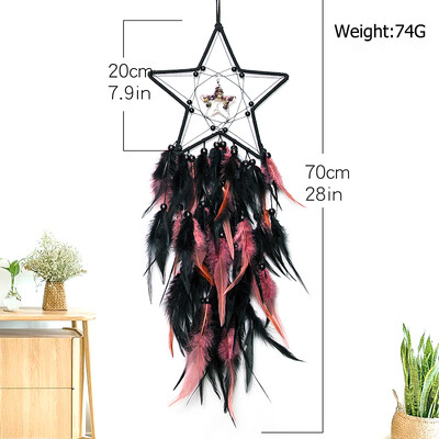 Gothic Dreamcatcher Πολύχρωμο φτερό Wind Chime Κρυστάλλινο Χειροποίητο Σαλόνι Υπνοδωμάτιο Κρεμαστό Στολίδια Κρεμαστό τοίχου Διακόσμηση σπιτιού