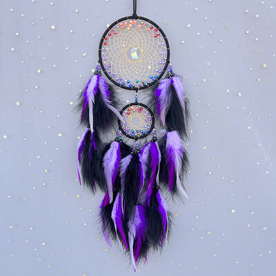 Dream Catcher Κρεμαστά στολίδια σαλονιού κρεβατοκάμαρας Κρυστάλλινα χειροποίητα υφαντά πολύχρωμα φτερά Wind Chime Festival Δώρο Διακόσμηση σπιτιού