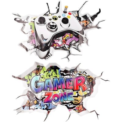 Gamer Wall Decals Žaidimo lipdukai ant sienos berniukų kambario žaidimų zonai miegamojo namų dekoro PVC tapetų meno lipdukai