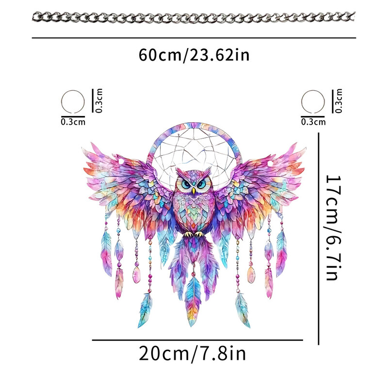 Ornament Colorat Bufniță Sun Catcher Agățat pe perete Fereastră Decor Prezent acrilic Vitraliu Agățat Acasă Grădină Cadou Wind Chimes