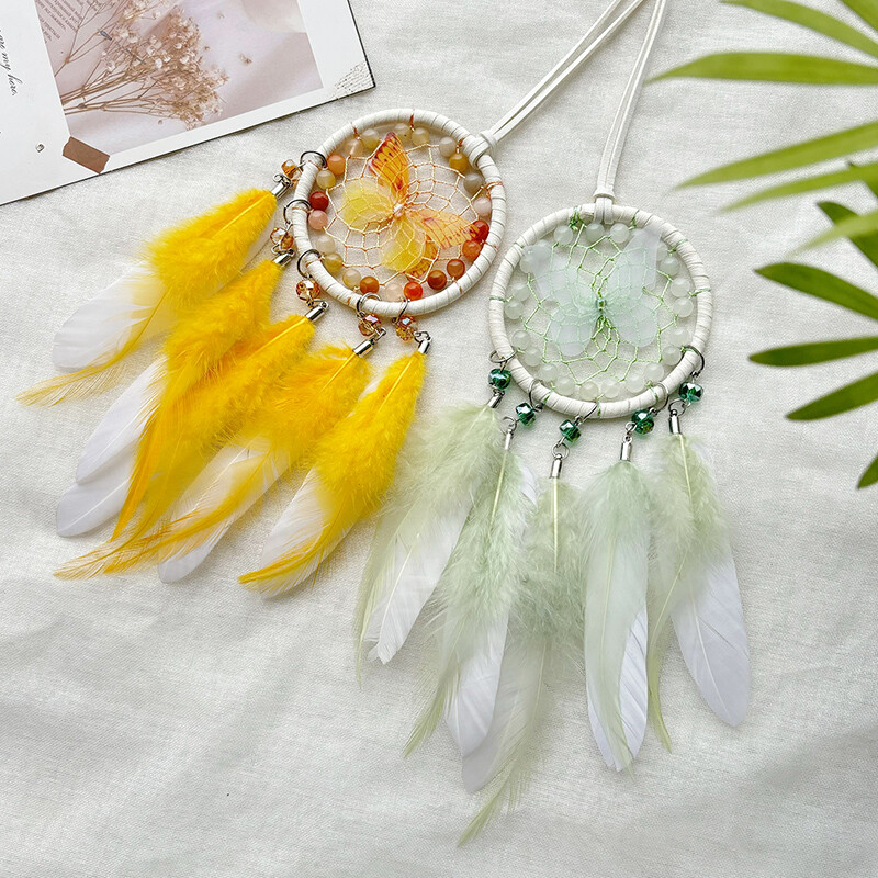 Apărător de vise, clopoței de vânt cu fluturi țesute manual, ornamente rafinate pentru agățat pentru mașină, Cadouri pentru festivaluri de naștere, decorațiuni pentru petreceri de vacanță