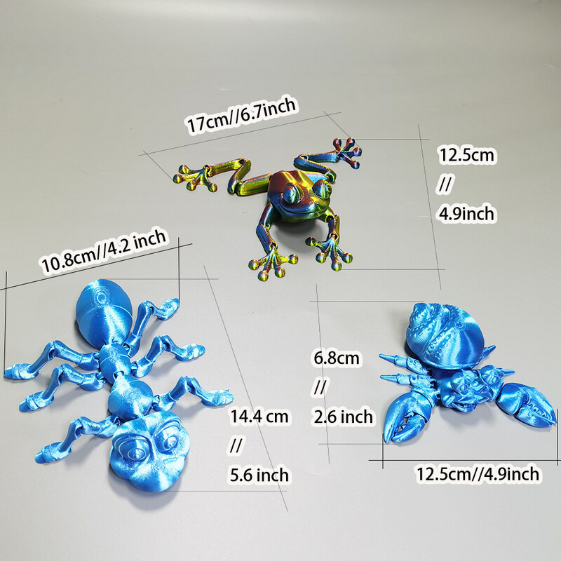 Simulare prin imprimare 3D Broasca de copac Articulație Broasca mobilă Furnica Crab Ornamente Bucătărie Decorare acasă Birouri Jucării amuzante de birou cu animale