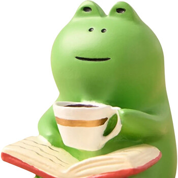 Κουνιστή πολυθρόνα Frog Coffee Χαριτωμένη Θεραπευτική Διακόσμηση Μίνι κουνιστή καρέκλα με ειδώλιο ρητίνης βατράχου με βιβλίο καφέ Διακόσμηση γραφείου σπιτιού