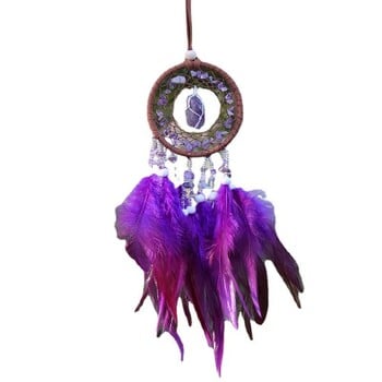 Φυσικός Αχάτης Dream Catchers 7 Chakra Crystal Gemstone Dream Catcher Life Crystal Feather Dream Catchers Κρεμάστρες κρεβατοκάμαρας