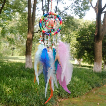 Φυσικός Αχάτης Dream Catchers 7 Chakra Crystal Gemstone Dream Catcher Life Crystal Feather Dream Catchers Κρεμάστρες κρεβατοκάμαρας