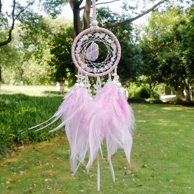 Φυσικός Αχάτης Dream Catchers 7 Chakra Crystal Gemstone Dream Catcher Life Crystal Feather Dream Catchers Κρεμάστρες κρεβατοκάμαρας