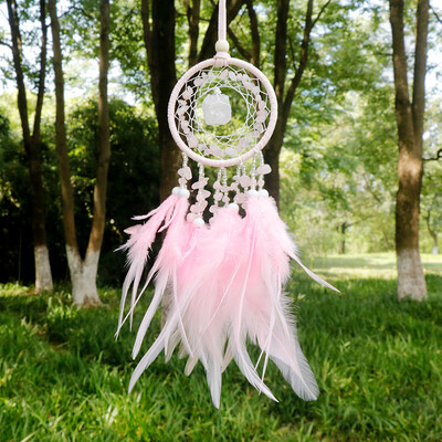 Φυσικός Αχάτης Dream Catchers 7 Chakra Crystal Gemstone Dream Catcher Life Crystal Feather Dream Catchers Κρεμάστρες κρεβατοκάμαρας