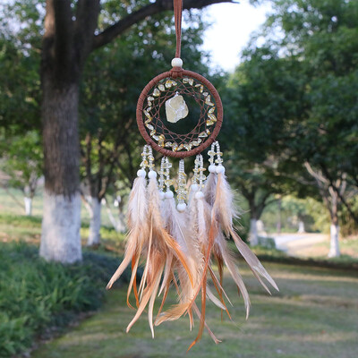 Φυσικός Αχάτης Dream Catchers 7 Chakra Crystal Gemstone Dream Catcher Life Crystal Feather Dream Catchers Κρεμάστρες κρεβατοκάμαρας