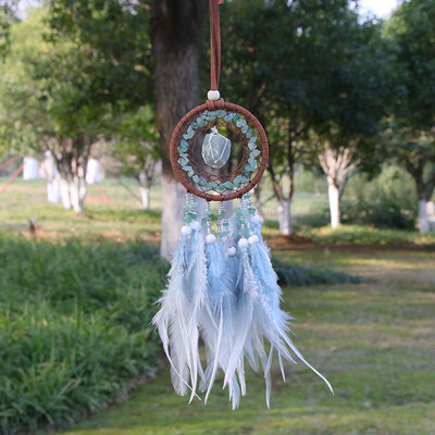 Φυσικός Αχάτης Dream Catchers 7 Chakra Crystal Gemstone Dream Catcher Life Crystal Feather Dream Catchers Κρεμάστρες κρεβατοκάμαρας
