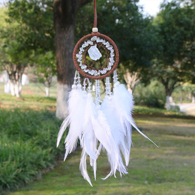 Φυσικός Αχάτης Dream Catchers 7 Chakra Crystal Gemstone Dream Catcher Life Crystal Feather Dream Catchers Κρεμάστρες κρεβατοκάμαρας