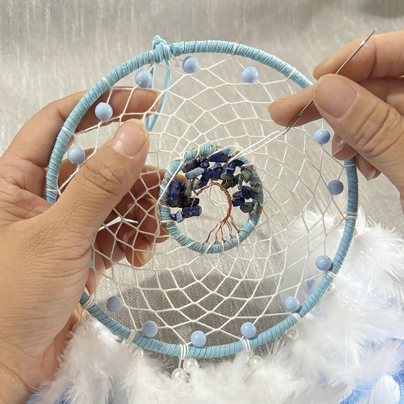 Arborele vieții, clopoței de vânt din cristal țesute manual Captorul de vise cu pene pentru sufragerie, ornamente pentru agățat pe perete, cadouri de absolvire de naștere