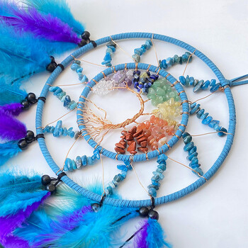 Dream Catcher Tree Of Life Κρυστάλλινα χειροποίητα φτερά Wind Chimes Κρεμάστρες τοίχου για κρεβατοκάμαρα Δημιουργικά δώρα για φεστιβάλ γενεθλίων