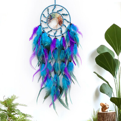 Dream Catcher Tree Of Life Κρυστάλλινα χειροποίητα φτερά Wind Chimes Κρεμάστρες τοίχου για κρεβατοκάμαρα Δημιουργικά δώρα για φεστιβάλ γενεθλίων