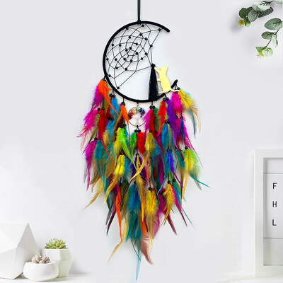 Nordic Dream Catcher Χειροποίητα υφαντά Wind Chimes Πολύχρωμη κρεμάστρα τοίχου με φτερά για το σαλόνι Δώρα για διακοπές στο υπνοδωμάτιο Διακοσμήσεις σπιτιού