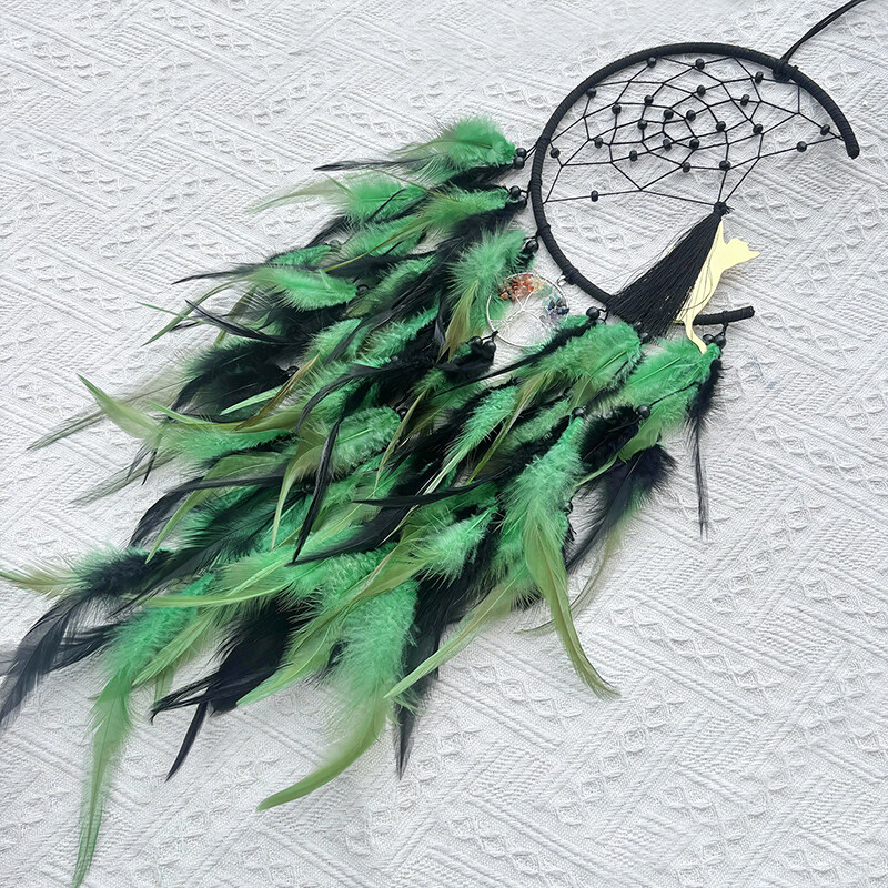 Apărător de vise nordic, clopoței de vânt țesute manual, agățat de perete cu pene colorate pentru sufragerie, dormitor, cadouri de vacanță, decorațiuni pentru casă