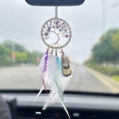 Dream Catcher Χειροποίητα φτερά Wind Chimes Δέντρο της ζωής Κρυστάλλινο πέτρινο αυτοκίνητο Κρεμαστό κρεβατοκάμαρα Κρεμαστά Στολίδια Δώρα Φεστιβάλ