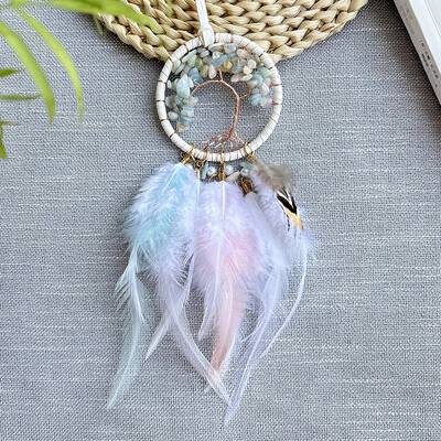 Dream Catcher Χειροποίητα φτερά Wind Chimes Δέντρο της ζωής Κρυστάλλινο πέτρινο αυτοκίνητο Κρεμαστό κρεβατοκάμαρα Κρεμαστά Στολίδια Δώρα Φεστιβάλ