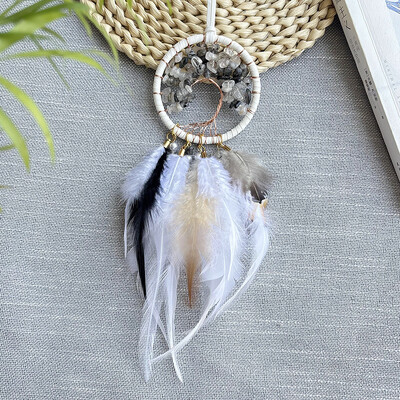 Dream Catcher Χειροποίητα φτερά Wind Chimes Δέντρο της ζωής Κρυστάλλινο πέτρινο αυτοκίνητο Κρεμαστό κρεβατοκάμαρα Κρεμαστά Στολίδια Δώρα Φεστιβάλ