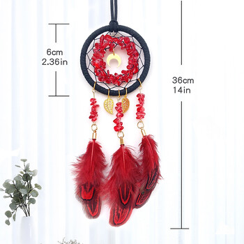 Dream Catcher Crystal Stone Red Feather Wind Chime Retro Exquisite μενταγιόν αυτοκινήτου Δημιουργικά στολίδια κρεβατοκάμαρας Δώρα Φεστιβάλ