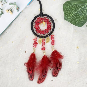 Dream Catcher Crystal Stone Red Feather Wind Chime Retro Exquisite μενταγιόν αυτοκινήτου Δημιουργικά στολίδια κρεβατοκάμαρας Δώρα Φεστιβάλ