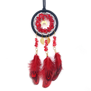 Dream Catcher Crystal Stone Red Feather Wind Chime Retro Exquisite μενταγιόν αυτοκινήτου Δημιουργικά στολίδια κρεβατοκάμαρας Δώρα Φεστιβάλ