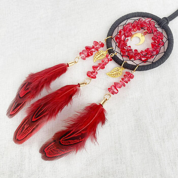 Dream Catcher Crystal Stone Red Feather Wind Chime Retro Exquisite μενταγιόν αυτοκινήτου Δημιουργικά στολίδια κρεβατοκάμαρας Δώρα Φεστιβάλ