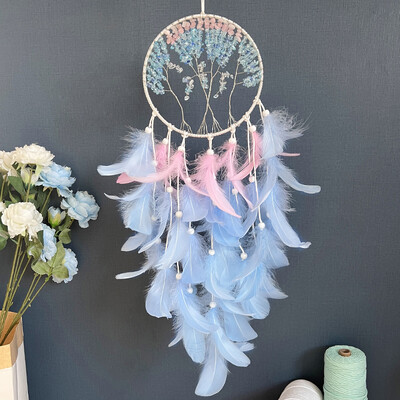 Dream Catcher Κρυστάλλινο Δέντρο της Ζωής Μπλε Φτερά Άνεμος Κουδούνια Κρεβατοκάμαρα Κρεμαστά Στολίδια Δώρα Φεστιβάλ γενεθλίων Διακοσμήσεις σπιτιού