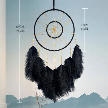 Dream Catcher Χειροποίητο μαύρο φτερό Wind Chime Δημιουργικά στολίδια κρεμαστά σαλονιού Φεστιβάλ Δώρα διακοπών Διακοσμήσεις σπιτιού