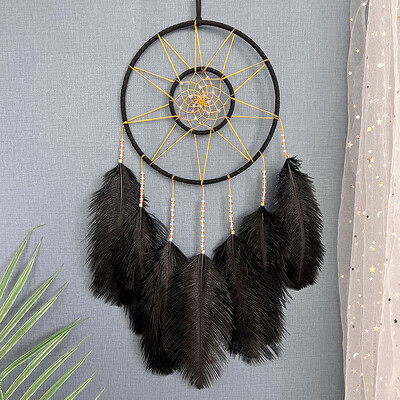 Dream Catcher Χειροποίητο μαύρο φτερό Wind Chime Δημιουργικά στολίδια κρεμαστά σαλονιού Φεστιβάλ Δώρα διακοπών Διακοσμήσεις σπιτιού
