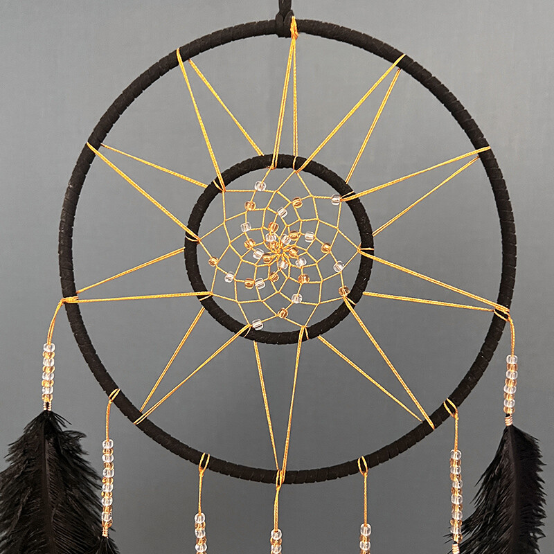 Apărător de vise, clopoțel de vânt cu pene negre țesute manual, ornamente creative pentru cameră de zi, festival, cadouri de vacanță, decorațiuni pentru casă