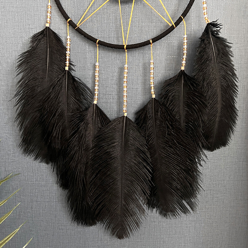 Apărător de vise, clopoțel de vânt cu pene negre țesute manual, ornamente creative pentru cameră de zi, festival, cadouri de vacanță, decorațiuni pentru casă