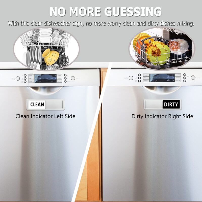 Magnet pentru mașina de spălat vase Semn curat murdar/Decor de bucătărie/Ușor de citit și alunecat/Autocolant cu magnet puternic pentru curățare murdar pentru mașini de spălat vase