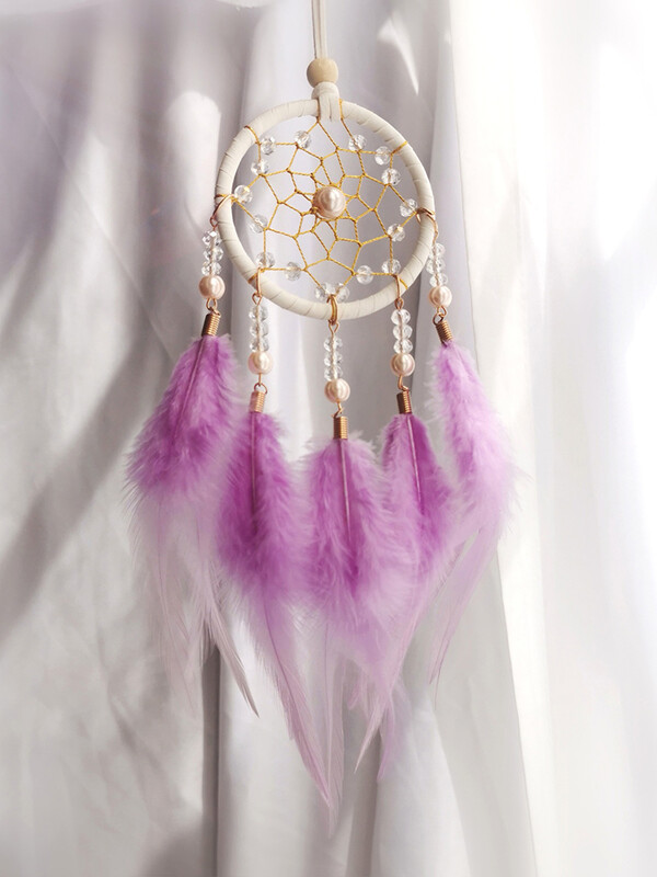 Pandantiv creativ pentru mașină țesut manual Captorul de vise Pene Clopoțel de vânt Cadou de Ziua Îndrăgostiților Ornamente pentru agățat pentru dormitor Decorare pentru casă