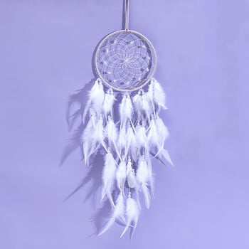 Λευκό φτερό Dreamcatcher Διακοσμητικά Δωμάτιο Κρεμαστό Δωμάτιο Κοριτσιών Γκρι Boho Wind Dream Catcher Διακόσμηση σπιτιού Μοναδικά δώρα