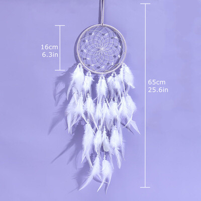 Λευκό φτερό Dreamcatcher Διακοσμητικά Δωμάτιο Κρεμαστό Δωμάτιο Κοριτσιών Γκρι Boho Wind Dream Catcher Διακόσμηση σπιτιού Μοναδικά δώρα