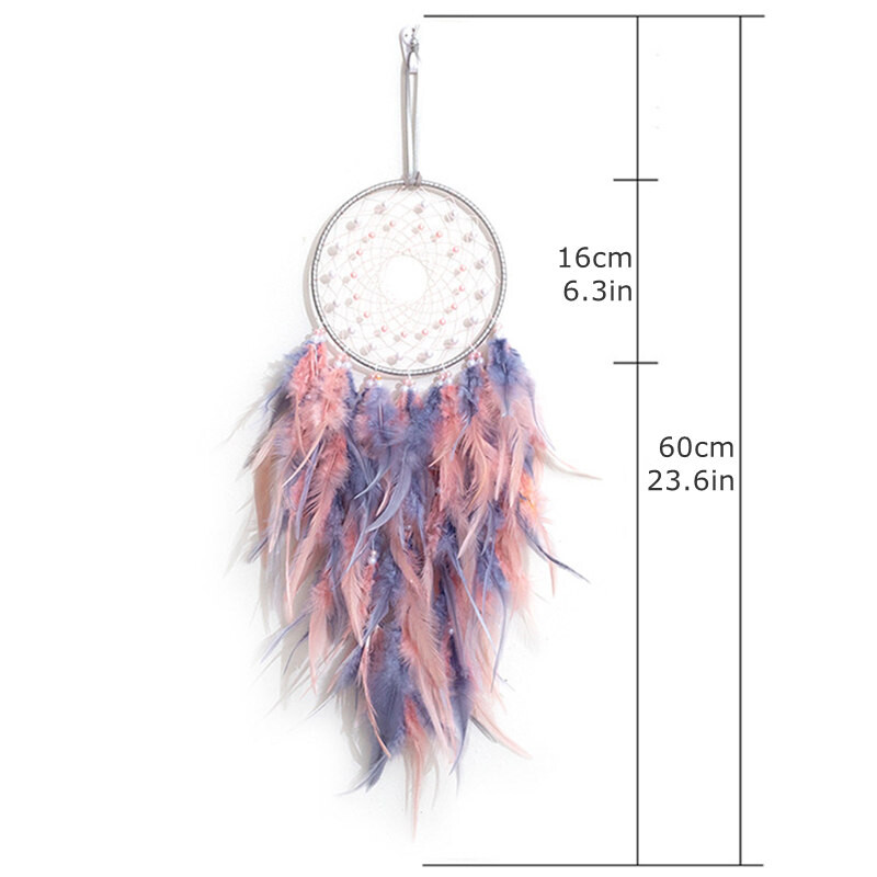 Atrapator de vise cu pene albe Ornamente de cameră pentru agățat pe perete pentru camera fetelor Captorul de vise cu vânt gri Boho Decor pentru casă Cadouri unice