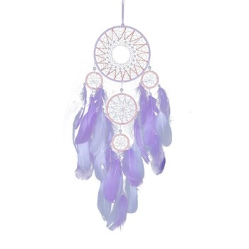 Lucky Five Rings Dreamcatcher κρεμαστό κόσμημα Διακόσμηση σπιτιού Hot Selling Εξαιρετικό φυσικό φτερό Δημιουργική διακόσμηση Wind Chimes