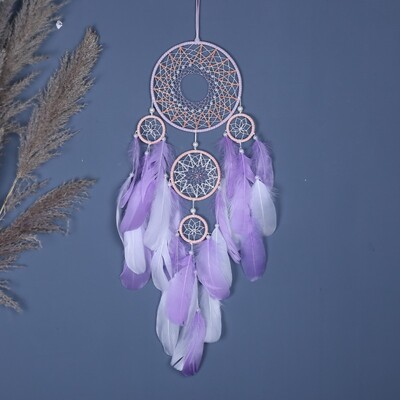 Lucky Five Rings Dreamcatcher κρεμαστό κόσμημα Διακόσμηση σπιτιού Hot Selling Εξαιρετικό φυσικό φτερό Δημιουργική διακόσμηση Wind Chimes