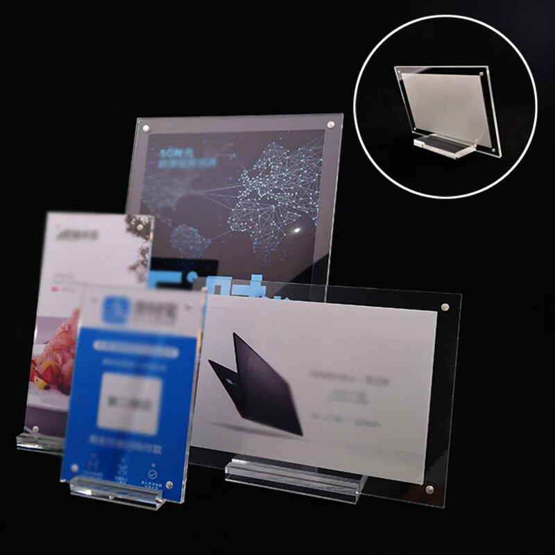 Acrilic transparent Etichetă de preț Clip Semnă Suport card Masă Birou Meniu Afișare Rafturi Etichete Suport cadru telefon