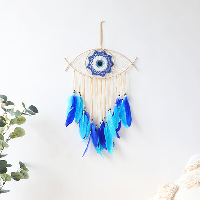 Evil Eye Dreamcatcher Boho Διακόσμηση σπιτιού Χειροποίητη Ταπετσαρία Κρεμαστό Διακόσμηση Τοίχου Μακραμέ Κρεμάστρα τοίχου για Σαλόνι Υπνοδωμάτιο